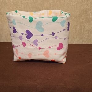 Colorful Heart Patterned Fabric Basket